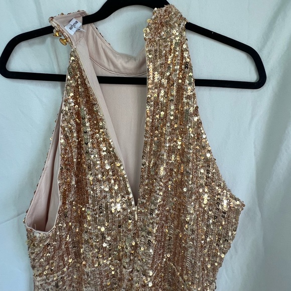 Area Stars Sequin Halter Top in Gold, Size XL - Picture 3 of 8